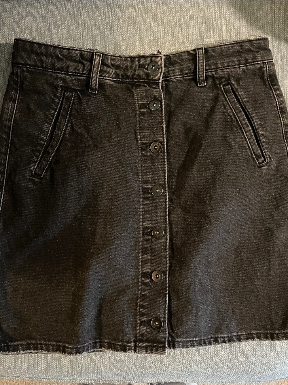 Pilcro and the Letterpress Black Denim Skirt Anthropologie brand